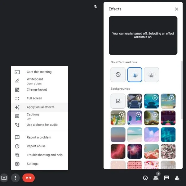 Google Meet blurred background