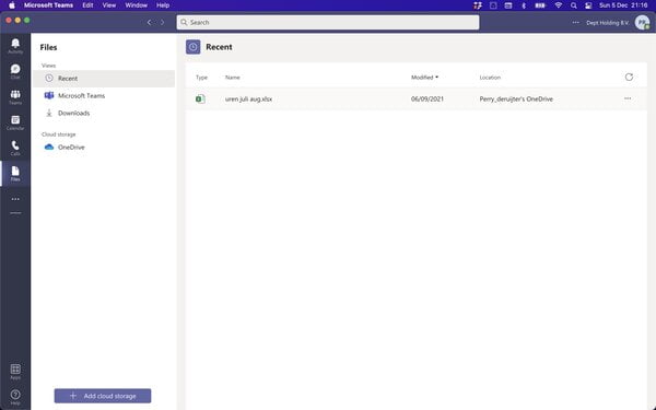 Microsoft Teams 365 Files view